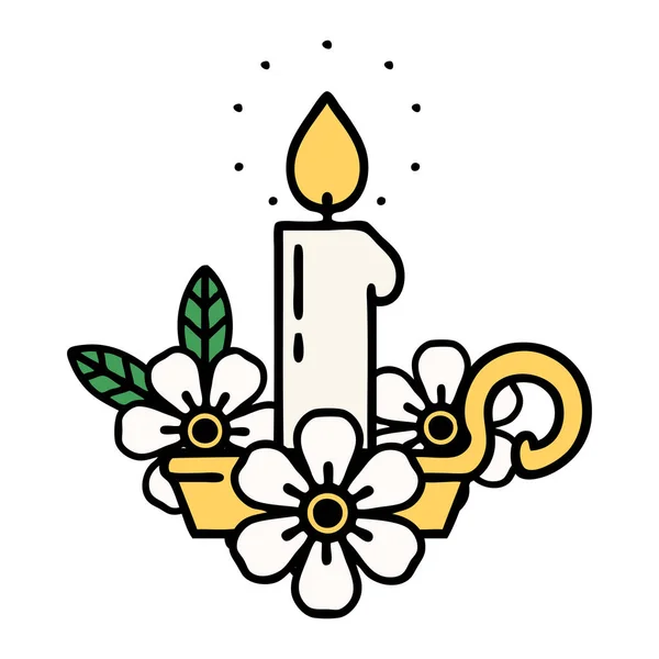 Tatuaje Estilo Tradicional Candelabro — Vector de stock