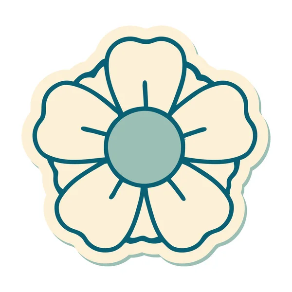 Наклейка Татуювання Традиційному Стилі Квітки — стоковий вектор