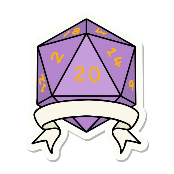 Sticker Natural Critical Hit D20 Dice Roll — Stockový vektor