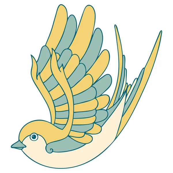 燕子的标志性纹身风格图像 — 图库矢量图片