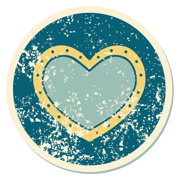 Iconic Distressed Sticker Tattoo Style Image Heart — Stock Vector