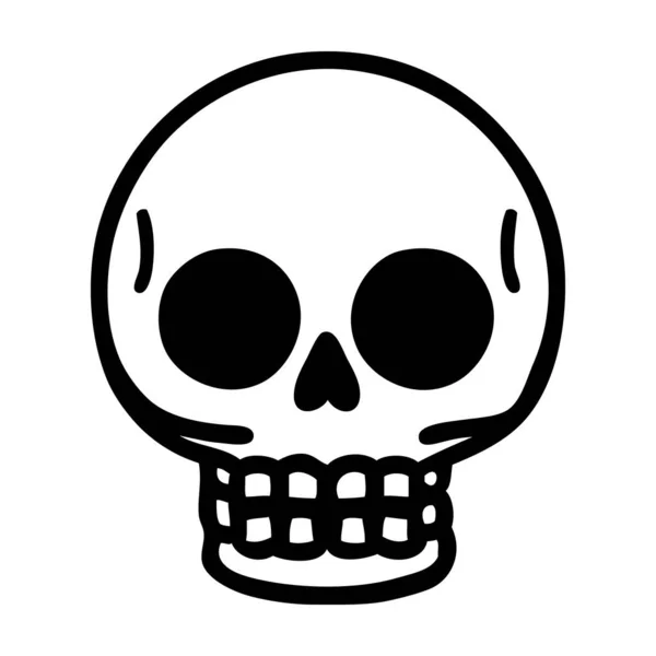 Tattoo Black Line Style Skull — Stock Vector