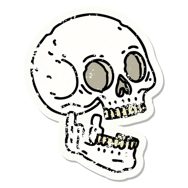 Tatouage Autocollant Détresse Dans Style Traditionnel Crâne — Image vectorielle