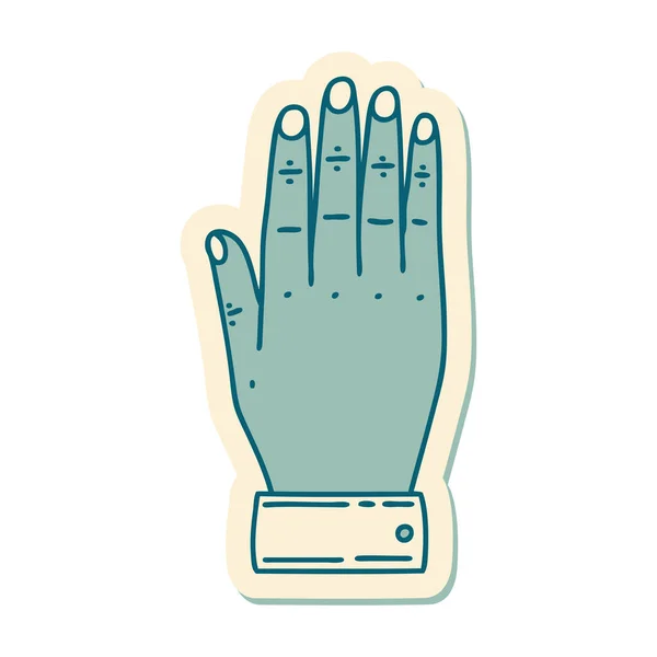 Sticker Van Tatoeage Traditionele Stijl Van Een Hand — Stockvector