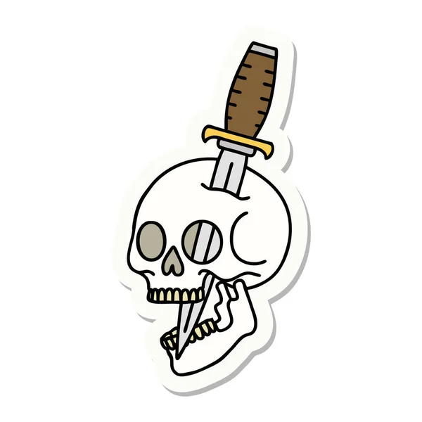伝統的な頭蓋骨の形をした入れ墨のステッカーです — ストックベクタ