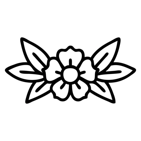 Tatouage Dans Style Ligne Noire Une Fleur — Image vectorielle