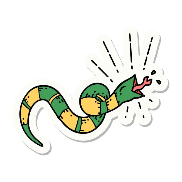 Sticker Tattoo Style Hissing Snake — Stock Vector