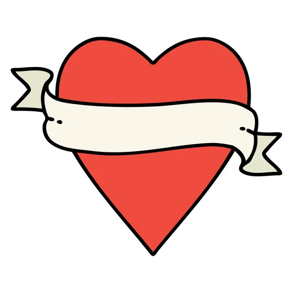 Tatuaje Estilo Tradicional Corazón Bandera — Vector de stock