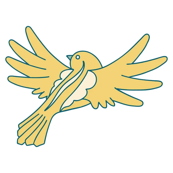 Iconic Tattoo Style Image Flying Bird — Stock Vector
