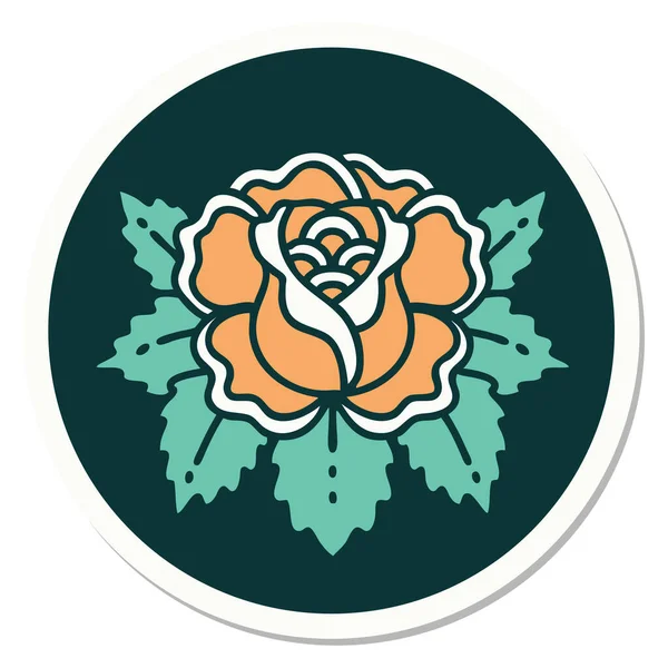 Tätowiersticker Traditionellen Stil Einer Rose — Stockvektor