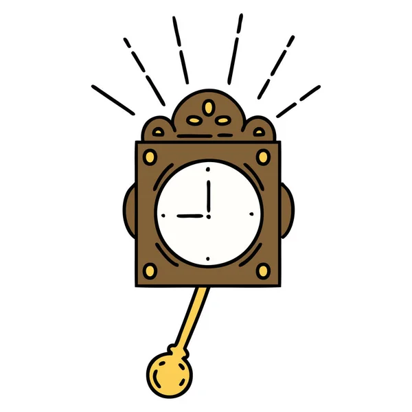Illustration Einer Tickenden Uhr Traditionellen Tätowierstil — Stockvektor