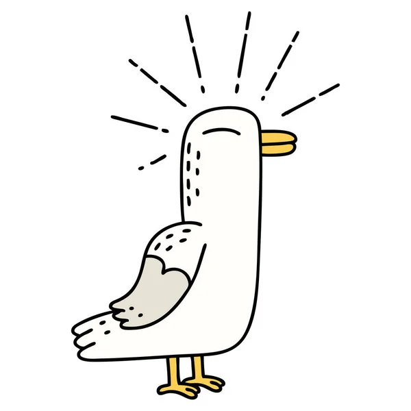 Ilustración Pájaro Gaviota Estilo Tradicional Tatuaje — Vector de stock