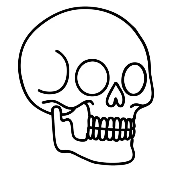 Tattoo Black Line Style Skull — Stock Vector