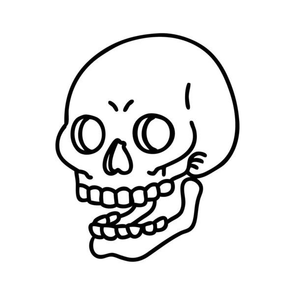 Tatouage Dans Style Ligne Noire Crâne — Image vectorielle