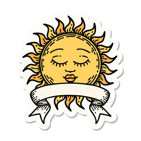 太陽の旗のタトゥースタイルのステッカー — ストックベクタ