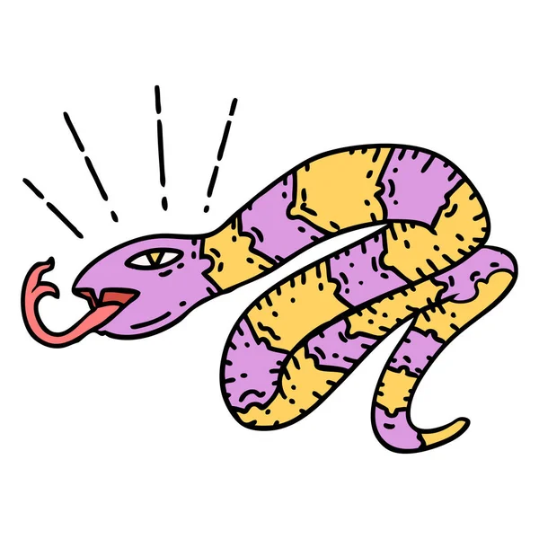 Ilustracja Tradycyjnego Stylu Tatuażu Syczenie Węża — Wektor stockowy