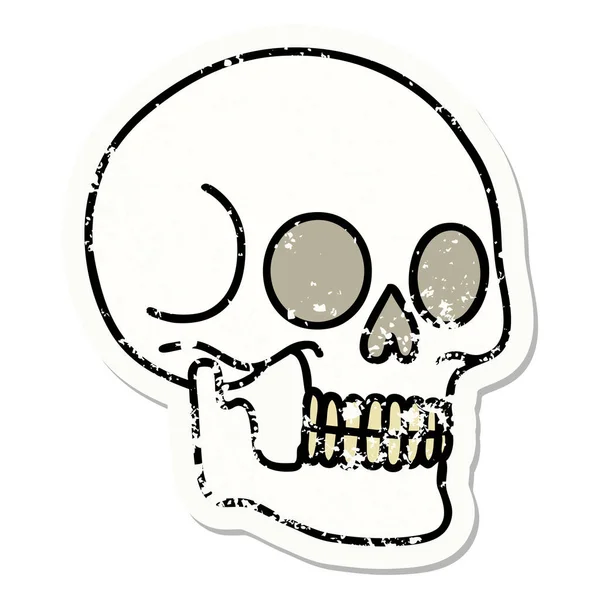 Distressed Sticker Tattoo Traditional Style Skull — Stock Vector