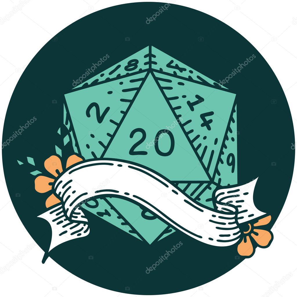 icon of natural twenty D20 dice roll