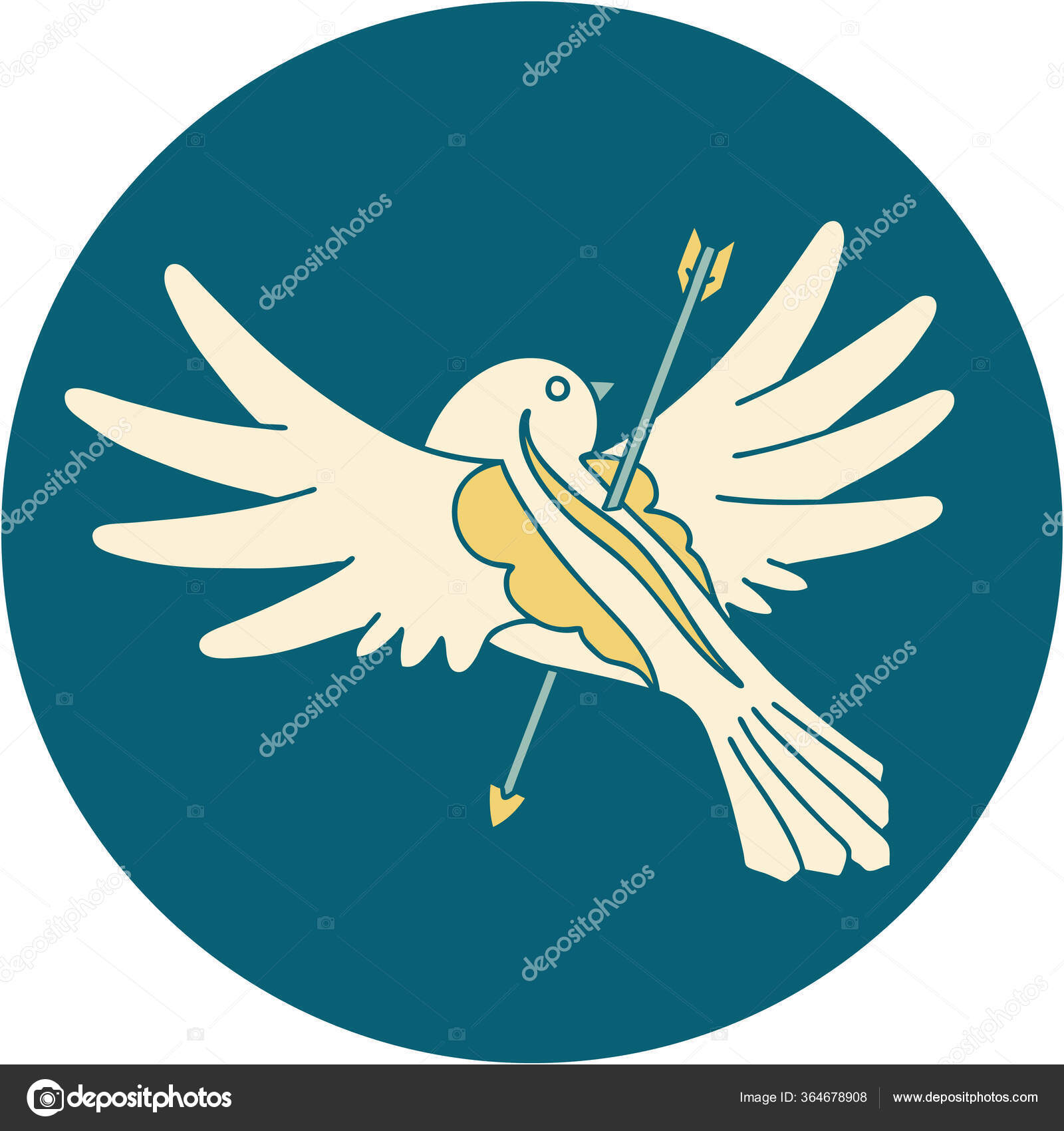 Vettoriale stockIconica Immagine Stile Tatuaggio Una Colomba Trafitta Con  Freccia di ©lineartestpilot #364678908, image size:1600x1700