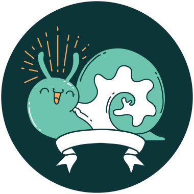 Dövme stili bir ikon Mutlu salyangoz