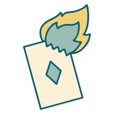 Yanan bir kartın ikonik dövme tarzı görüntüsü