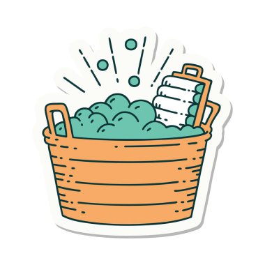 Dövme stili eski bir leğen ve klozet. 