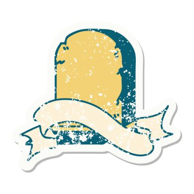 Mezar taşının sancağı olan eski bir etiket.