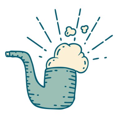 Geleneksel dövme stili sigara piposunun çizimi