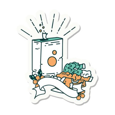 Dövme stili deterjan ve elbise yığını.