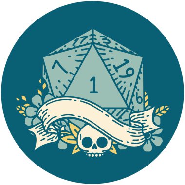 Retro Dövme Biçimi Doğal bir d20 zar atma