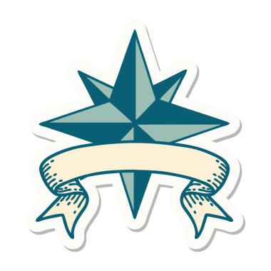 dövme stili etiketi bir yıldızın sancağı ile