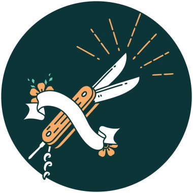 Dövme stili katlama bıçağının simgesi