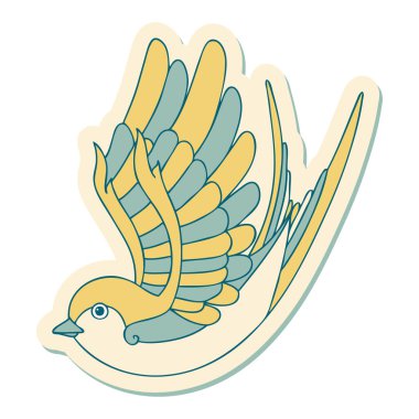 Dövme çıkartması geleneksel bir kırlangıç tarzında.