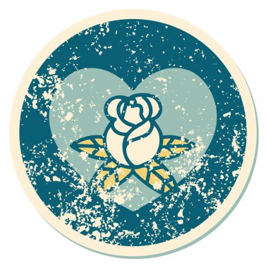 Bir kalp ve çiçeğin sembolik kederli dövme görüntüsü