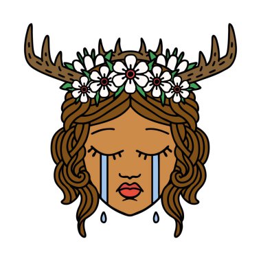 Retro Dövme Tarzı Ağlayan İnsan Druid