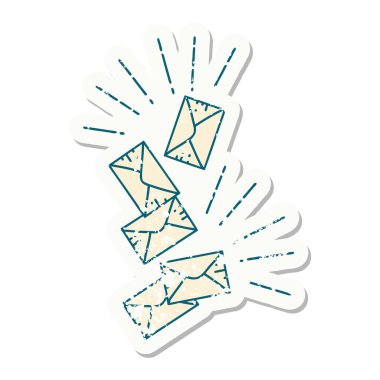 Dövme stili eski bir etiket düşmüş mektuplar.