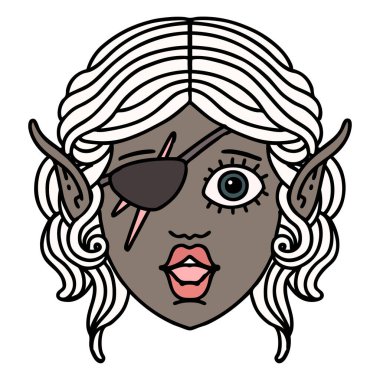 Retro Dövme Tarzı Elf düzenbaz karakter yüzü