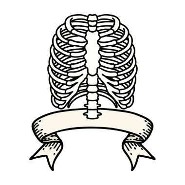 Göğüs kafesi sancağıyla geleneksel dövme.