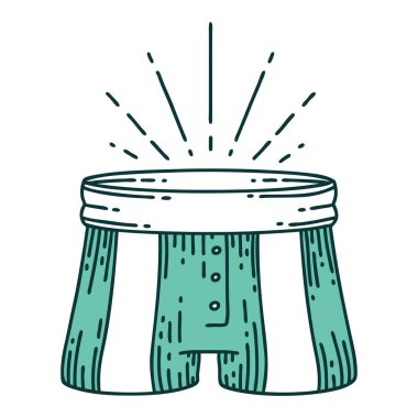 Geleneksel dövme tarzı bir şort çizimi