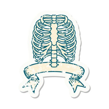 Üzerinde göğüs kafesi pankartı olan eski bir etiket.