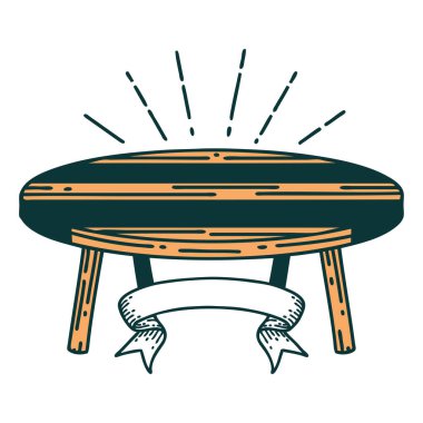 Dövme stili ahşap masalı parşömen.