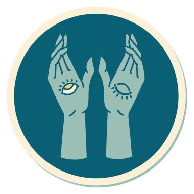 Geleneksel mistik eller stiliyle dövme çıkartması