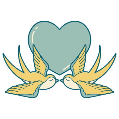 Kırlangıçların ve bir kalbin ikonik dövme görüntüsü