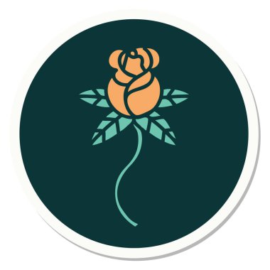 Geleneksel gül stiliyle dövme çıkartması