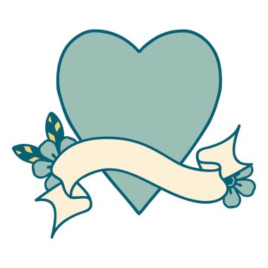 Geleneksel dövmeli bir kalp sancağıyla