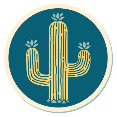 Geleneksel bir kaktüs stili dövme çıkartması.