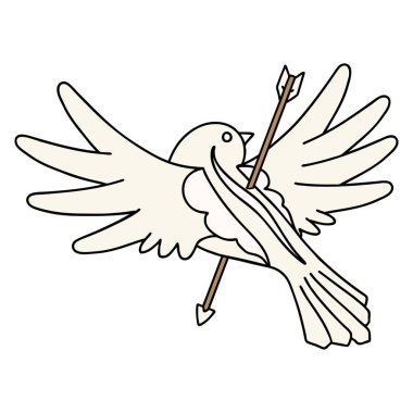 Geleneksel usulde, okla delinmiş güvercin dövmesi