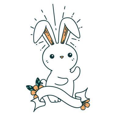 Dövme stili şirin tavşanlı parşömen.