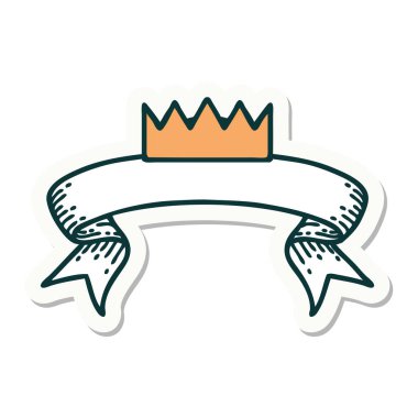 Dövme stili etiketi ve taç pankartı