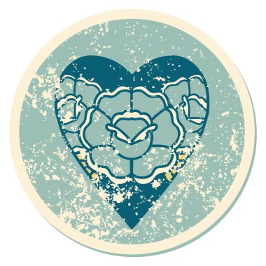 Bir kalp ve çiçeğin sembolik kederli dövme görüntüsü